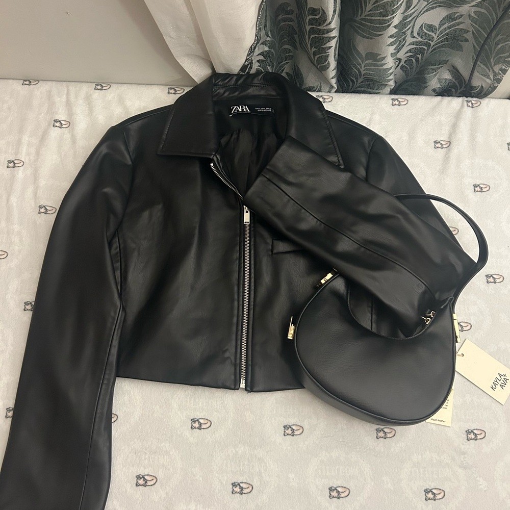 Zara Sleek Black Leather Jacket for Women